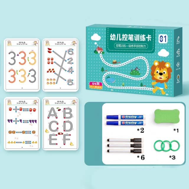 FGFG Magical Tracing Workbook Set ,Magic Practice Copybook,Reusable Wiriting Practice BookWorkbook Calligraphy Tracing Writing Practice Book,Groove Writing Exercise Book for Preschoolers (60pages)