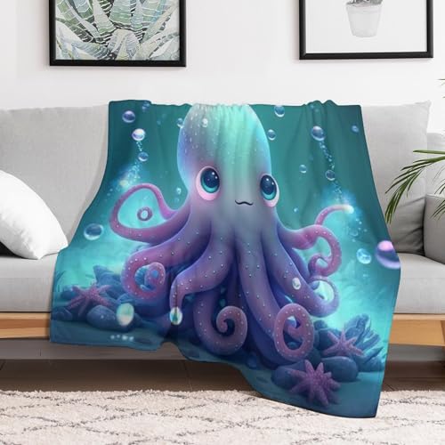 Couverture douce toutes saisons pieuvre pour cocooning sur le canapé