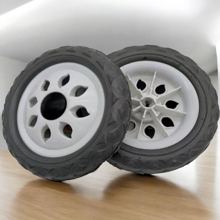 Elegant Spare Shopping Trolley Replacement and Spare Wheels Bags Double Axle Fittings for Shopping Trolley Luggage Trolley Cart (2 x Grey Plastic Wheels) — image 1