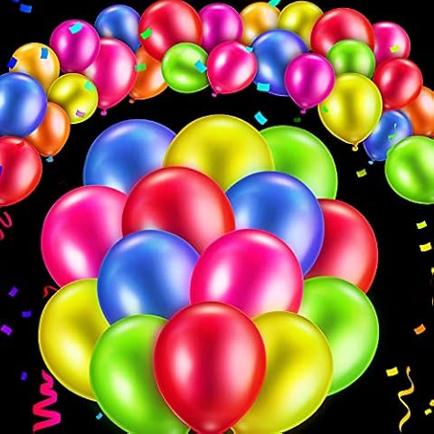 240 Pieces Blacklight Party Balloons UV Reactive Balloon 12 Inch 5 Inch Neon Fluorescent Glow Balloon Colorful Latex Balloon for Blacklight Party Valentine's Day Birthday Wedding Supplies, 5 Colors Cover