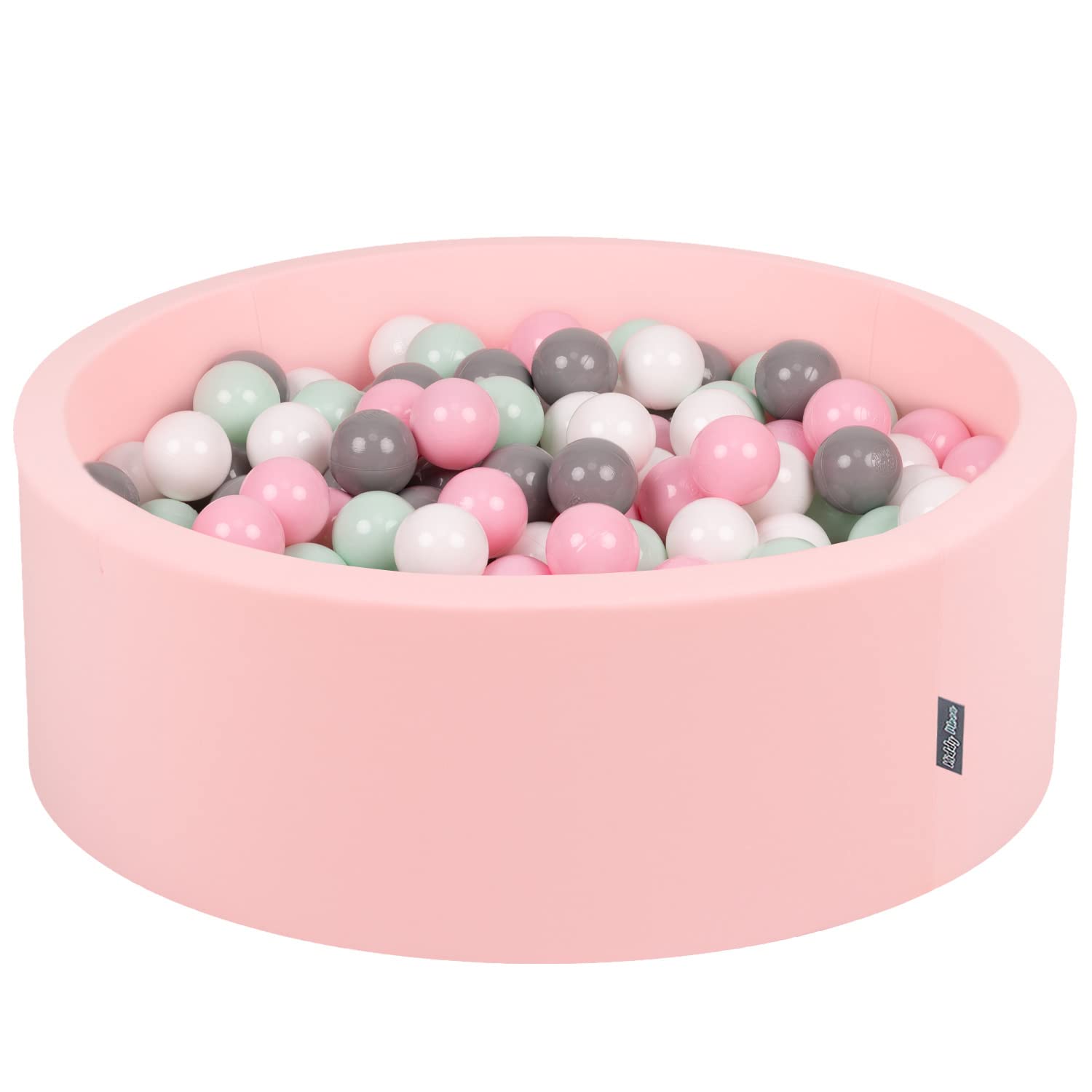 KiddyMoon 90X30cm/200 Balls ∅ 7Cm / 2.75In Baby Foam Ball Pit Made In EU, Pink:White/Grey/Mint/Powder Pink — image 1