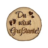 Verkündung Schwangerschaft Kühlschrankmagnet Holz kleine Baumscheibe Ankündigung Baby Geschenkidee Du wirst Großtante