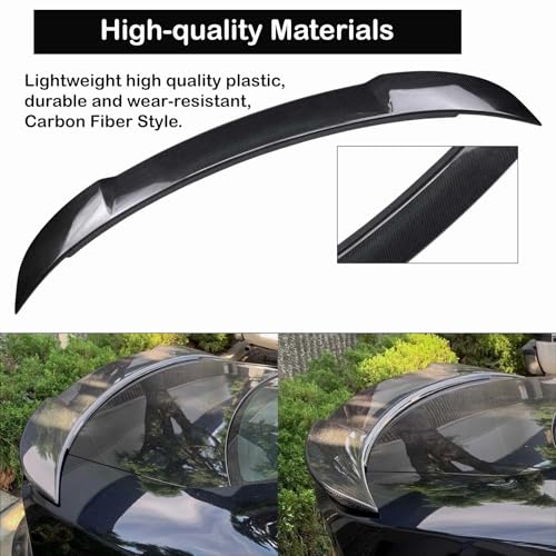 Dodge Charger Spoiler Rear Trunk Spoiler Compatible with 2015-2023 Charger RT SXT SRT SE, Hellcat Style Carbon Fiber Style Rear Spoiler Wing - Image 6