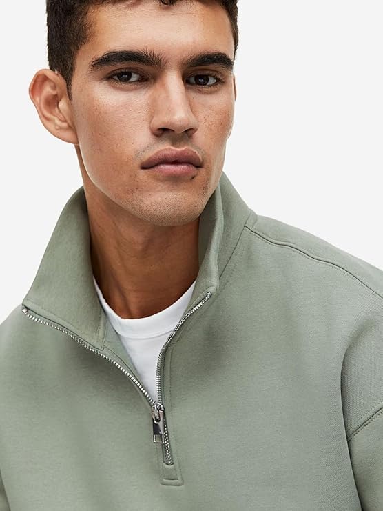 Image of Solid Oversized Halfzipper Long Sleeves Sweatshirt for Men's