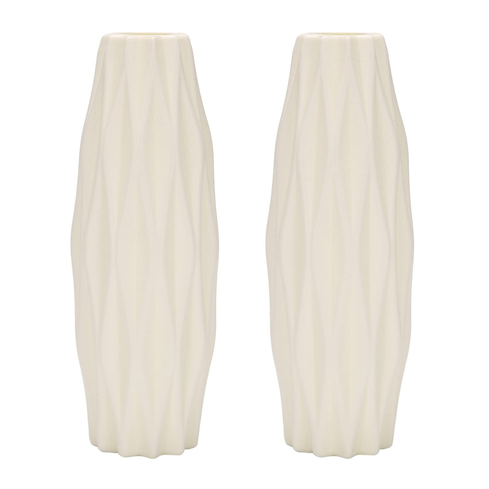 Hndhbfgrt 2X Flower Vase Decoration Home Plastic Vase White Imitation Ceramic Flower Basket Nordic Decoration Vases (White)
