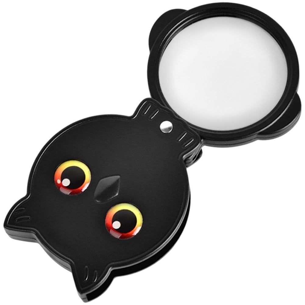 Fituenly 8x Owl Pattern Travel Magnifier, Ergonomic Foldable Magnifying Glass with Abs Construction, Compact Pocket Magnifier for Jewelry Repair Book