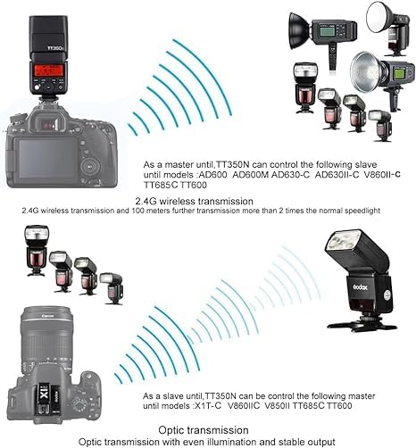 Godox TT350C Flash 2.4G Wireless TTL Camera Flash Master & Slave Speedlite 1/8000s HSS for Canon 5D MarkIII 80D 7D 760D 60D 600D 30D 100D Cameras - Image 4