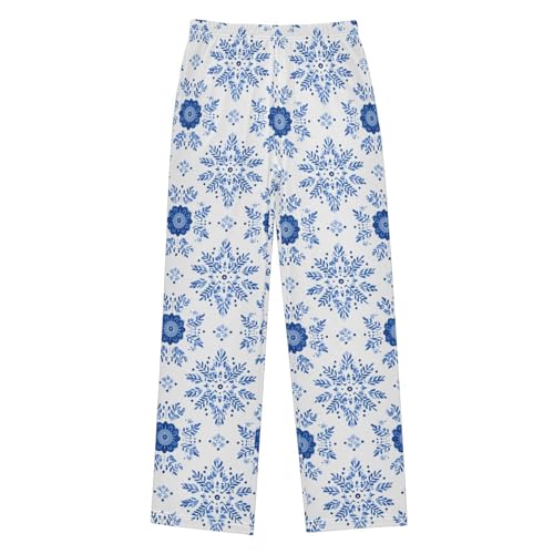 Christmas Pajama Pants Somalia Snowflakes Pattern Long Sleep Pants Lounge Bottoms