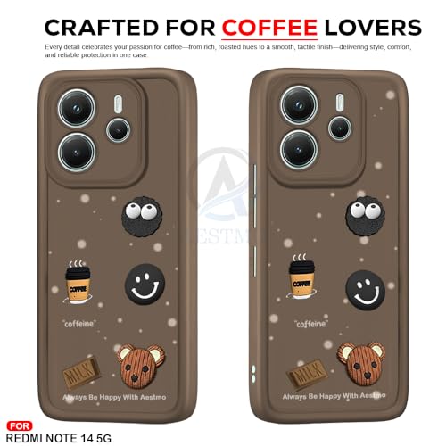 Image of AESTMO Back Case Cover for Redmi Note 14 5G Cover | Cute Fun Cartoon 3D Ball | Coffee Silicone Case | Full Body Protection | Camera Protection Back Cover for Redmi Note 14 5G (Brown)
