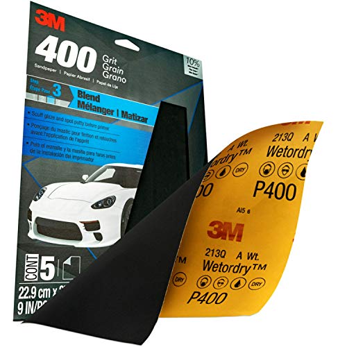 Image of 3M Wetordry Sandpaper, 32038, 400 Grit, 9 in x 11 in, 5 Sheets Per Pack
