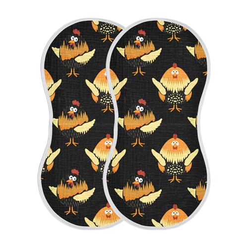 xigua Whimsical Chickens Muslin Baby Burp Cloths Set of 1, Super Soft & Absorbent Burping Rags, Cotton Burp Clothes Shower Gift for Newborn, Baby Girls and Boys2