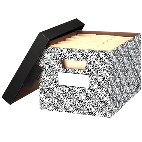 Bankers Box Decorative Storage Boxes with Lids for Home Decor Brocade, 4 Pack (0022705)