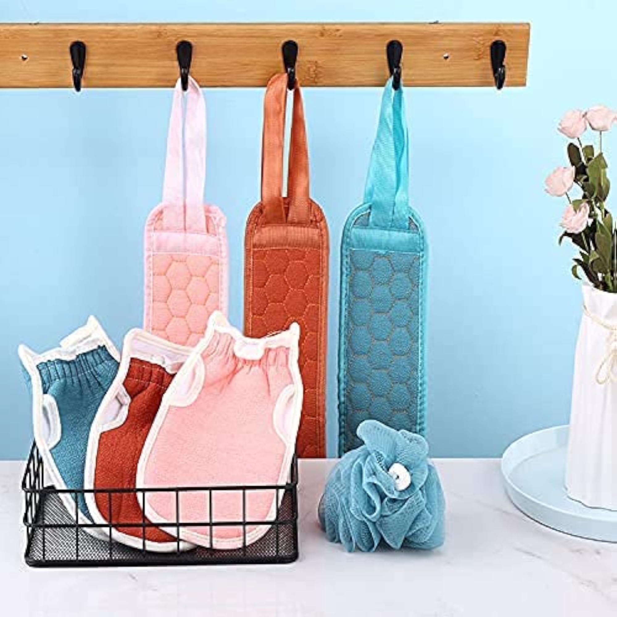 Bathing Set Back Scrubber Sponge Ball Glove