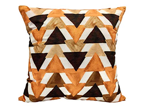 Image of Khooti Velvet Cushion Cover, 18x18 Inch (Triangular Umber)(Pack of 5)