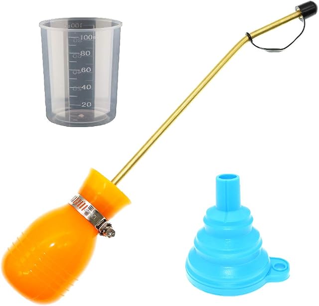 BITEYI Pest Control Bulb Sprayer Handheld Pesticide Diatomaceous Earth Powder Duster With Long Copper Tube Easy-to-Use To Get Rid of Bugs & Pests (Orange)