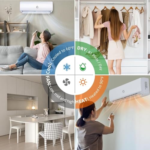 Image of Garvee Mini Split AC /Heating System, 19 SEER2 WIFI Enabled Energy Efficient Mini Split, Dual-mode Cooling & Heating AC (12000BTU -208 /230V -21 SEER2 -WIFI)