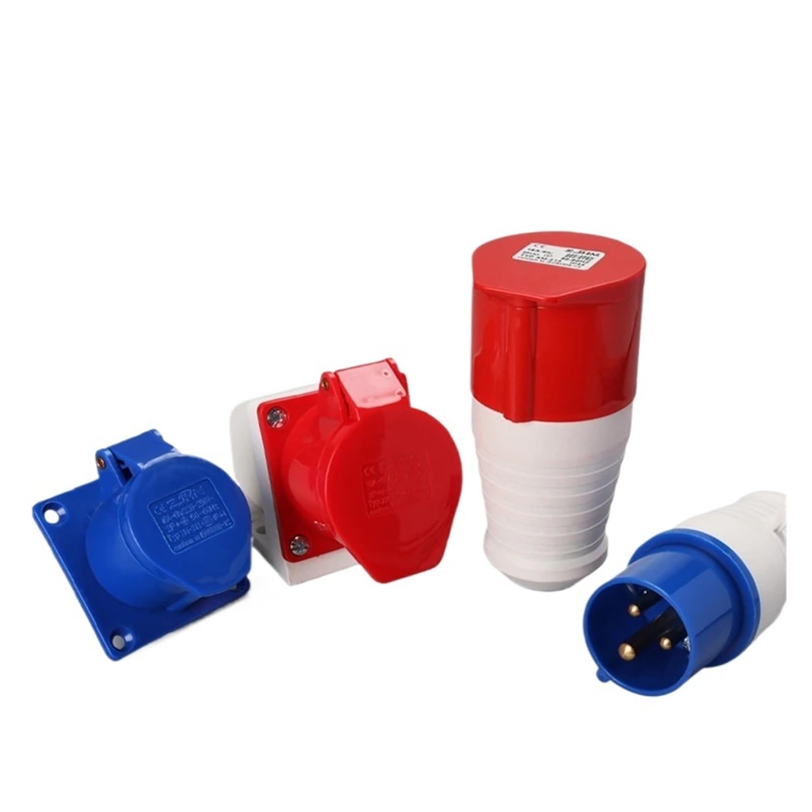 Conector industrial de 3 pines, 4 pines y 5 pines, macho y hembra, 16 orificios, 32 A, panel de toma de pared, 220 V/380 V(32A,4Pin,Plug)