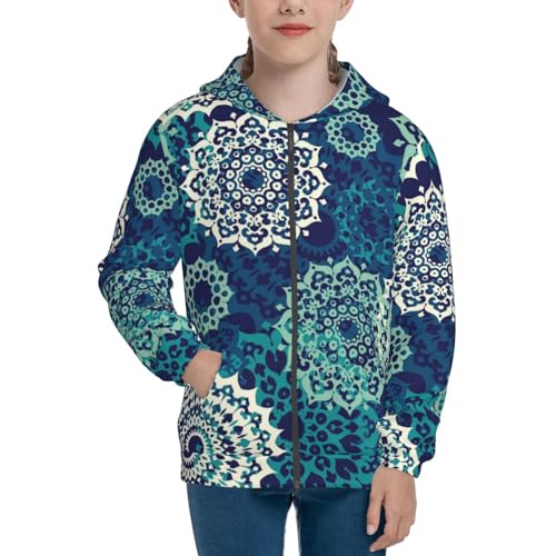 Bohemian Mandala Kids Pullover Hoodies Boys Zip Up Sweatshirts Girls Athletic Clothes with Pocket3