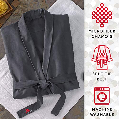 Marriott Microfiber Robe - Luxury Hotel Robe for Bath & Shower - One Size Fits Most - Charcoal2