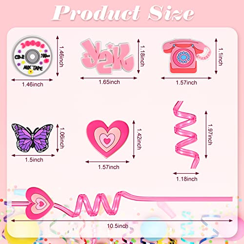 25 Packs Pitillos Retros Y2k Reutilizables Rosas y Morados miniatura 2