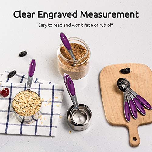 Image of U-Taste 10 Piece Measuring Cups and Spoons Set in 18 /8 Stainless Steel (Purple)