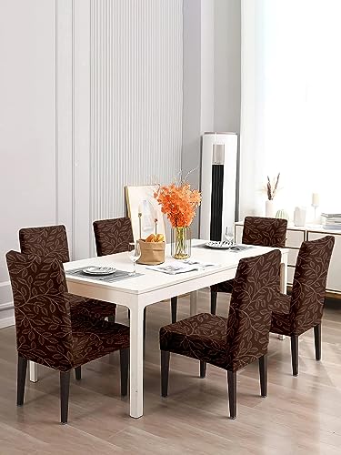 Image of Cortina Polyester Spandex Dining Chair Cover, Stretchable & Washable Slipcover, Brown (Set of 1)