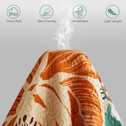 Image of Tyrot 3 Piece Sage Green Boho Floral King Size Quilt Sets Farmhouse Botanical Reversible Lightweight Bedspread Coverlet with 2 Shams Butterfly Microfiber Bedding Quilts Set for All Season, 106''x96''