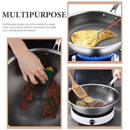 Wok de acero inoxidable con mango ergonómico LALAFINA miniatura 7