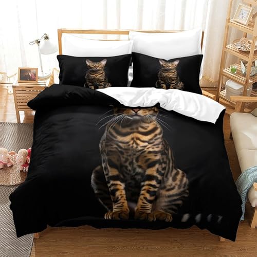 Housse de couette chat du Bengale hypoallergénique et respirante