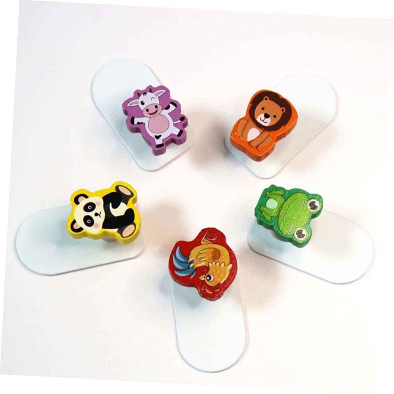 MAGICLULU 12piezas Ganchos De Madera Para Pared Diseño De Animales Ganchos Adhesivos Para Habitaciones Infantiles Decorativos De Panda y