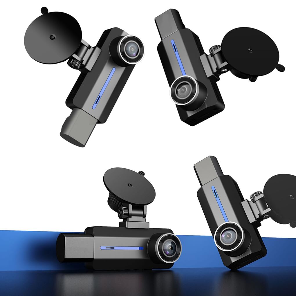 Dash cam a 3 Per canali con telecamere anteriori e posteriori | dotate di obiettivo anteriore a 170 gradi e posteriore impermeabile 150 gradi. Dash cam 1440P con telecamera integrata e