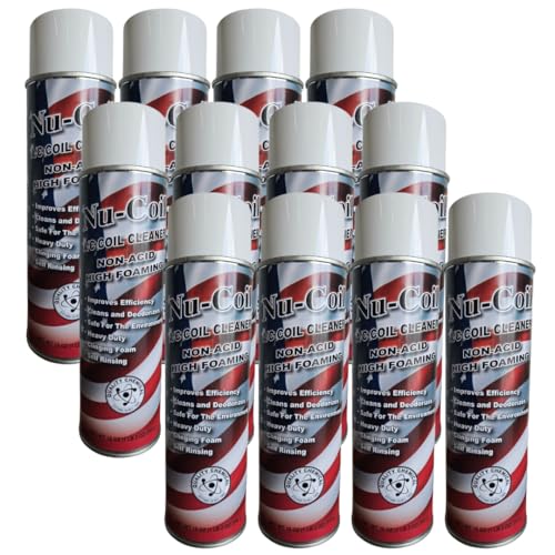 Quality Chemical Nu-Coil AC Coil Cleaner Aerosol Spray - Extra Foam - for HVAC units, Condensers, Evaporators, Drains, Pans, Radiators, Fan Blades, Metal Filters - No Rinse - 18 oz. (Pack of 12)