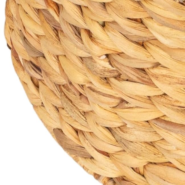 Household Essentials Round Handwoven Water Hyacinth and Seagrass Basket with Handles, Natural