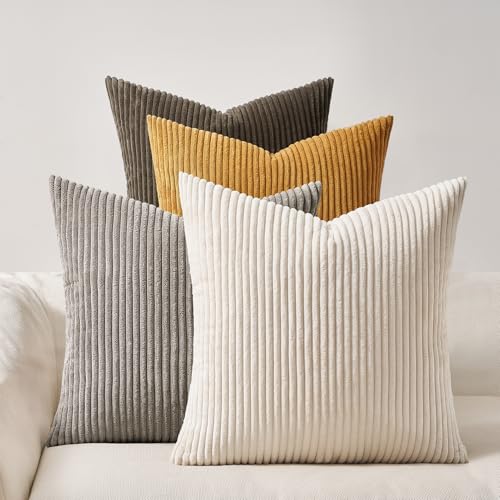 Image of Topfinel Decorative Brown Throw Pillow Covers Cushion Cases, Set of 4 Soft Velvet Modern Double-Sided Designs Terracotta Home Decor ,Fall Style Throw Pillows 26x26 inches