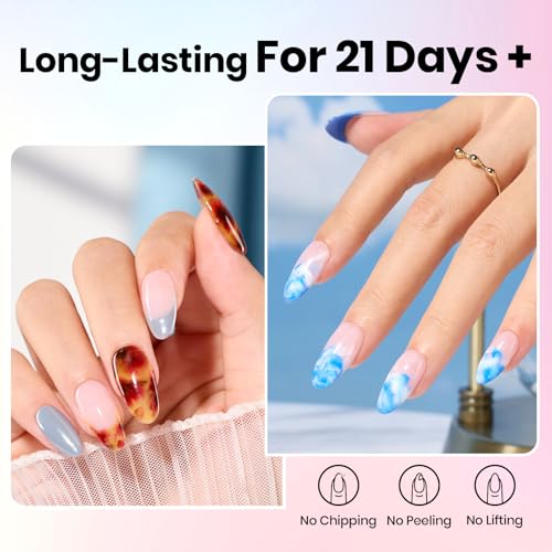 Image of Beetles Blooming Gel & Base Top Coat Set 3PCS 15ml HEMA Free, Quick Spreading Marble Effect No Wipe Top Coat Long Lasting Soak Off UV LED Gel Nail Polish Kit for Nail Art DIY Gifts for women