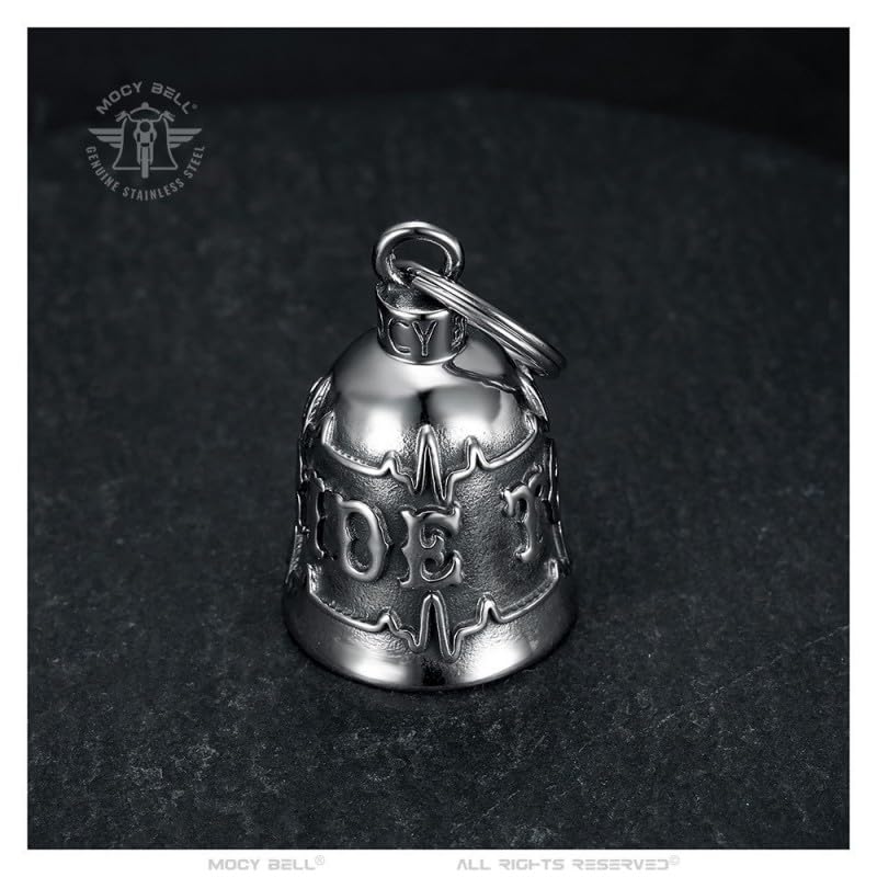 BOBIJOO JEWELRY - Clochette moto ECG Ride to Live Porte-bonheur Acier inoxydable Argent
