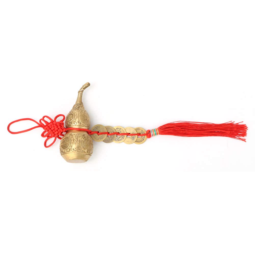 Tissting Zucca in ottone, Zucca Wu Lou in rame puro per la decorazione della casa, simbolo di fortuna e ricchezza, ornamento tradizionale cinese per ricchezza e salute, 10 cm