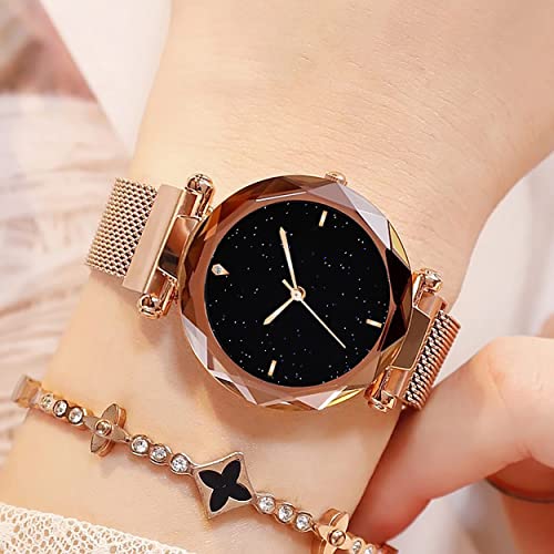 MARCLEX-Branded-Analogue-Diamond-Studded-Black-Dial-Magnet-Watch-With-Gift-Bracelet-For-Women-Or-Girls-And-Watch-For-Girl-Or-Women-Combo-Of-3