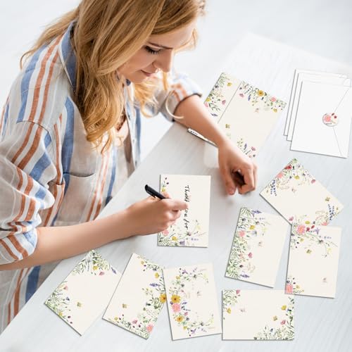 Ojustbeok OK0213 50Pcs Wildflowers Greeting Cards Bulk Floral Blank Cards Set thumb #5