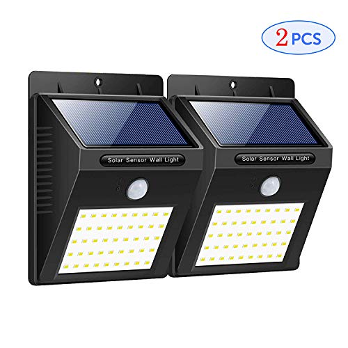 XINYUKEJIk - Luces solares para exteriores, 3 modos, 40 luces LED, 1800 mAh, luz solar, impermeable, sensor de movimiento para exteriores, patio, terraza, patio, luces solares
