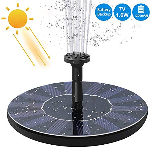 XGZ Solar Fountain Pump Kit 1.6W 200L/H Birdbath Fountain Kit for Garden Pool Pond,Fountain,Aquarium,with 4 Nozzles