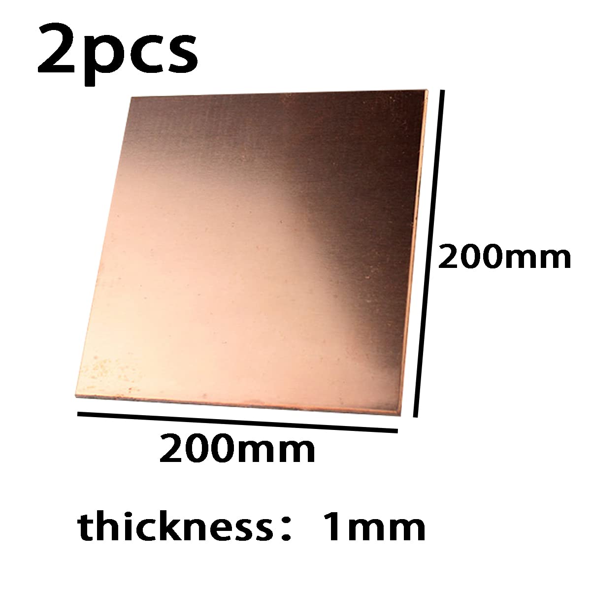 BBAUER Spessore 1Mm Lamiera Di Rame Piastre Di Rame, per L'Artigianato Riparazioni Elettriche Diy/2Pcs/200 * 200 * 1Mm