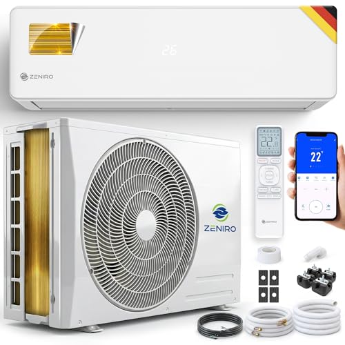 ZENIRO Klimaanlage Set Split- mit WiFi/ App Funktion Klimagerät Kühlen A++/ Heizen A+ 5, 2kW 18000 BTU Sehr Leise, Kältemittel R32- Fernbedienung, Timerfunktion- Inkl. Montagematerial