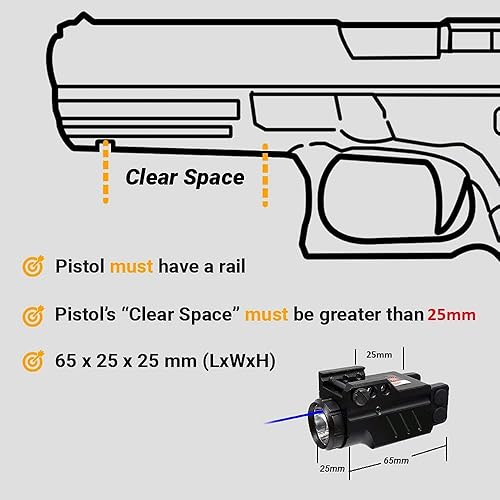 Miniatura 6 de HILIGHT Linterna LED táctica de la serie Enforcer y mira láser verde o vista láser azul  Vista de puntos verdes o azules para pistola  Láseres de