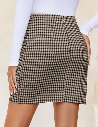ZESICA Plaid Mini Skirt for Women 2025 Fall Winter High Waist A Line Bodycon Pencil Skirts Trendy4