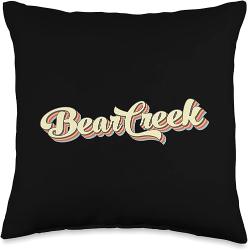 Bear Creek Retro Vintage Style T-Shirts Bear Creek - Camiseta de béisbol retro Art Font vintage, 16 x 16 pulgadas, multicolor