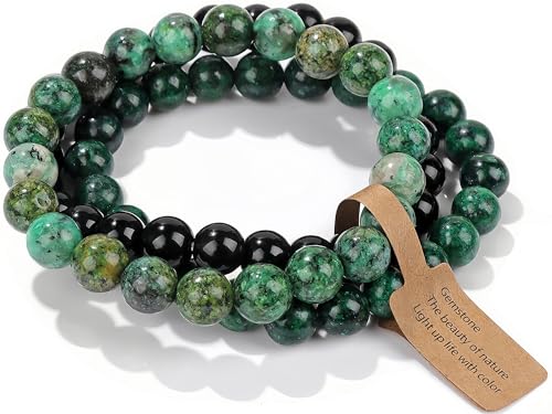 SAIBANGZI Handmade Echte Natursteinperlen Heilsteine Armband Unisex Chakren Perlenarmband, 8MM Runde Edelsteine Yoga Armbänder, Elastische Perlen Anti Stress Armband SAIBANGZI Handmade Echte Natursteinperlen Heilsteine Armband Unisex Chakren Perlenarmband, 8MM Runde Edelsteine Yoga Armbänder, Elastische Perlen Anti Stress Armband