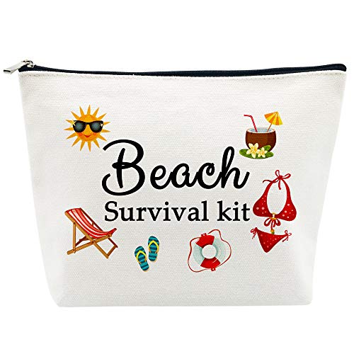 Beach Bags for Women Beach Tote Gifts Beach Survival Kit Cosmetic Bag Funny Beach Accessories Travel Bag Organizer Toiletry Bag for Birthday Gifts