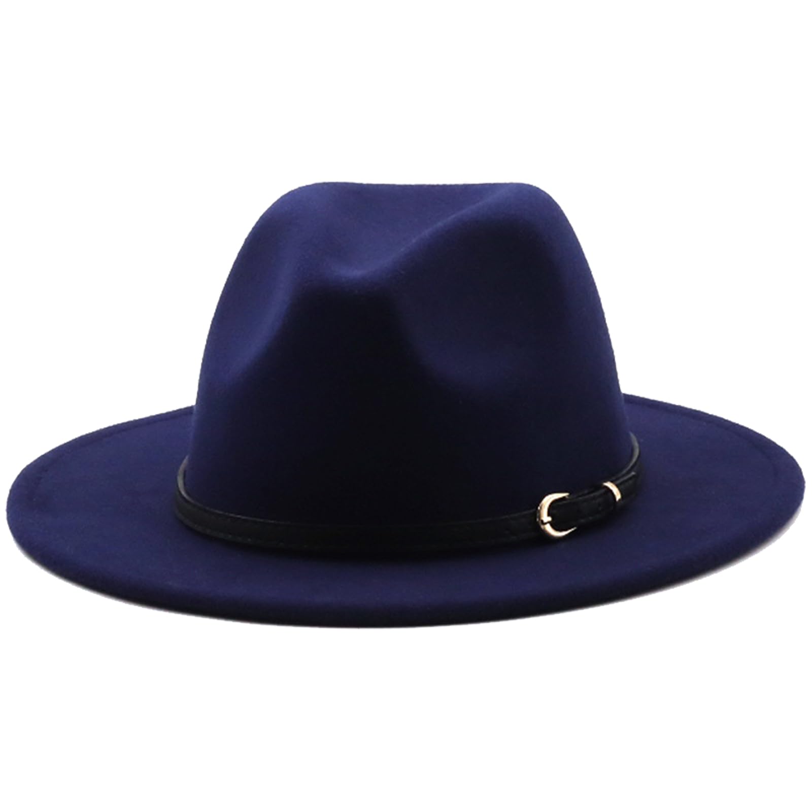 HEYANN Klasyczny kapelusz Fedora z szerokim rondem z klamrą do paska, filcowy kapelusz Trilby, kapelusz panamski, kapelusz jazzowy dla kobiet i mężczyzn