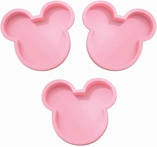 MICKEY - Pastel de ratón, paquete de 3 moldes de silicona rosa para cupcakes, pastel de cabeza de ratón, bandeja de silicona antiadherente de 6 disponible en Yaxa El Salvador